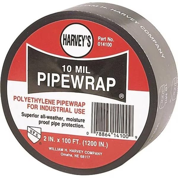 Harveys 1627405 Pipe Wrap; 2 x 100 ft L x 10 mil T; Black, Harveys, Mfr#: 1627405