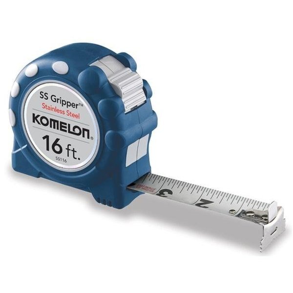 Komelon USA 416-SS116 1 in. x 16 ft. Ss Gripper Stainless Steel with Rubber Grip Measure Tape Rule, Komelon, Mfr#: 416-SS116