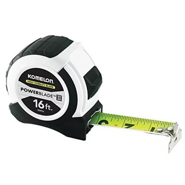 Komelon USA 416-52416 16 ft. Abs Powerblade II Wide Blade Tape Measures - Small; White & Black, Komelon, Mfr#: 416-52416
