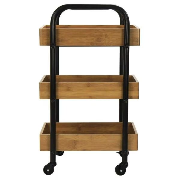 Portable Storage Cart With 3 Easy Removable Bamboo Trays, Oceanstar, Mfr#: 3SC1675