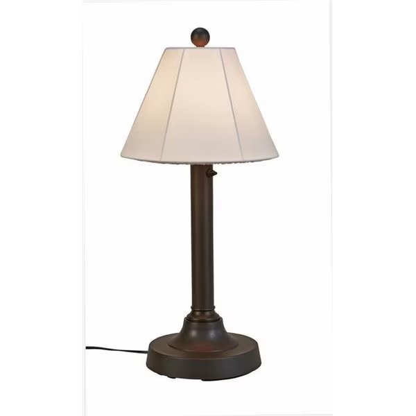 Patio Living Concepts 56077 30 x 2 in. Malibu Outdoor Table Lamp with Bronze Resin Body & Natural Canvas Sunbrella Shade Cover, Patio Living, Mfr#: 56077