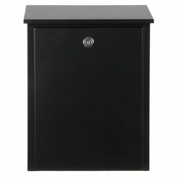 Allux 200 Galvanized Steel Wall Mounted Locking Mailbox, Black, Qualarc, Mfr#: ALX-200-BK