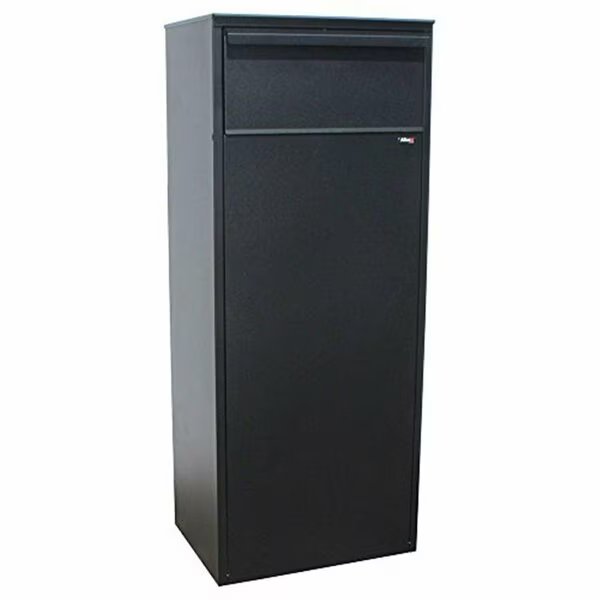 Allux 800 Galvanized Steel Locking Mail Parcel Box with Rear Locking Retrieval Door, Black, Qualarc, Mfr#: ALX-800-REAR-BK