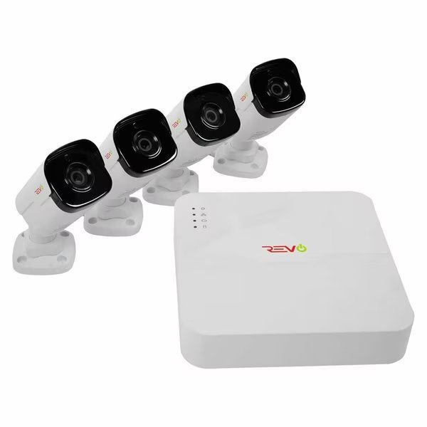 Ultra HD Audio Capable 4 Channel Surveillance System with 4 4MP Cameras, Revo America, Mfr#: RU42B4GA-1T