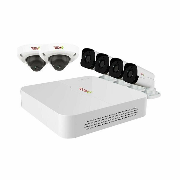 Ultra HD Audio Capable 8 Channel Surveillance System with 6 4Megapixel Cameras, Revo America, Mfr#: RU82D2GB4GA-2T
