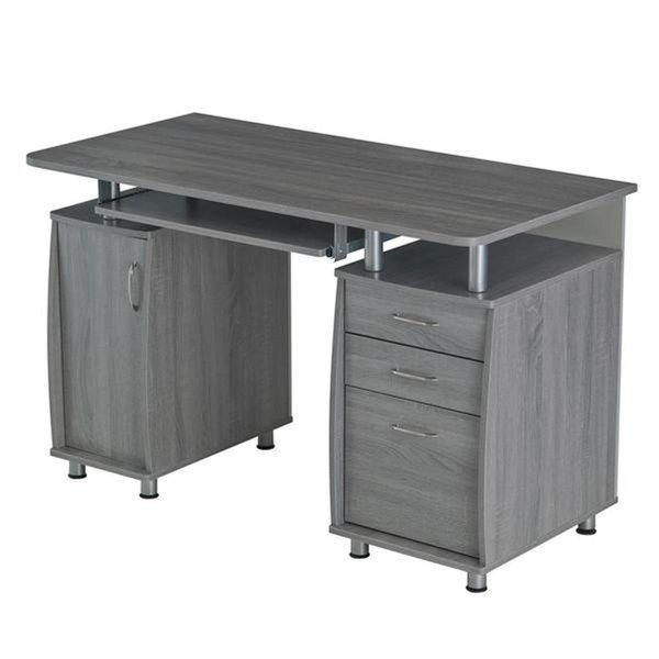 Complete Workstation Computer Desk with Storage, Grey - 30 x 47.5 x 24 in., Back2Basics, Mfr#: BA2647840