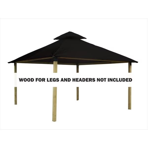 12 sq. ft. Gazebo Roof Framing & Mounting Kit with Black Outdura Canopy, Acacia, Mfr#: AGOK12- BLACK