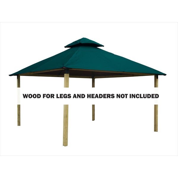 12 sq. ft. Gazebo Roof Framing & Mounting Kit with Emerald Outdura Canopy, Acacia, Mfr#: AGOK12- EMERALD