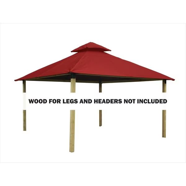 12 sq. ft. Gazebo Roof Framing & Mounting Kit with Pottery Outdura Canopy, Acacia, Mfr#: AGOK12- POTTERY