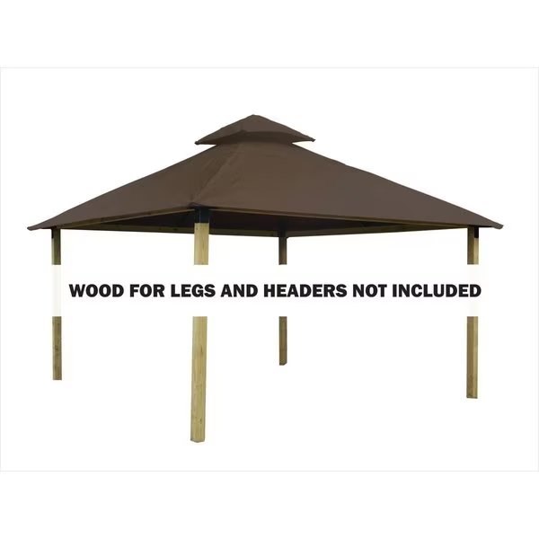 12 sq. ft. Gazebo Roof Framing & Mounting Kit with Stone Outdura Canopy, Acacia, Mfr#: AGOK12- STONE