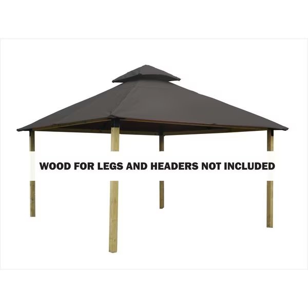 12 sq. ft. Gazebo Roof Framing & Mounting Kit with Taupe Outdura Canopy, Acacia, Mfr#: AGOK12- TAUPE
