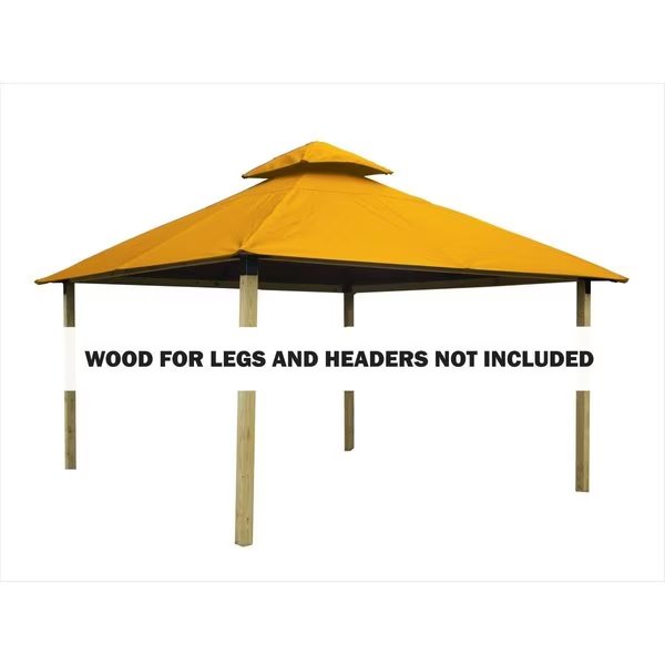 14 sq. ft. Gazebo Roof Framing & Mounting Kit with Dandelion Outdura Canopy, Acacia, Mfr#: AGOK14- DANDELION