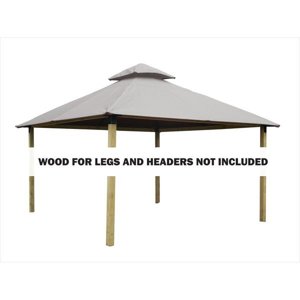 14 sq. ft. Gazebo Roof Framing & Mounting Kit with Sand Outdura Canopy, Acacia, Mfr#: AGOK14- SAND