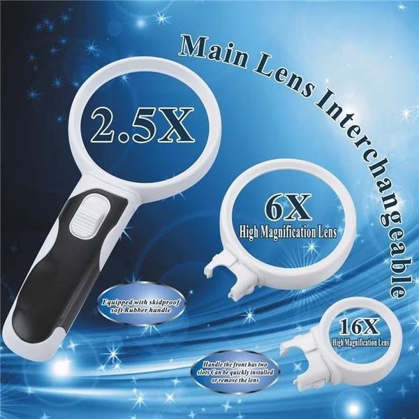 Sonnet Industries 7543 2 LED Magnifier with 3 Interchangeable Lens, Sonnet Industries, Mfr#: 7543