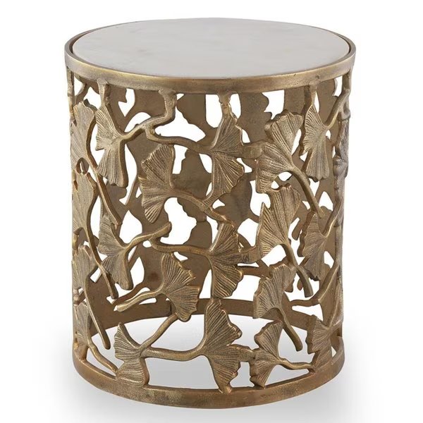 16 x 14 x 14 in. Ginkgo Leaf Stool, Aluminum & Marble, Grandoldgarden, Mfr#: GR2486894