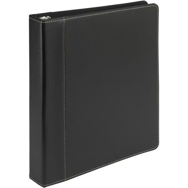 1 in. Contrast Stitch Leather Ring Binder, Black - Letter Size, Davenport, Mfr#: DA2481152