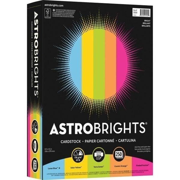 Astrobrights NEE99904 8.5 x 11 in. 250 Sheets Colored Cardstock - Assorted Color; 65 lbs, Astrobrights, Mfr#: NEE99904