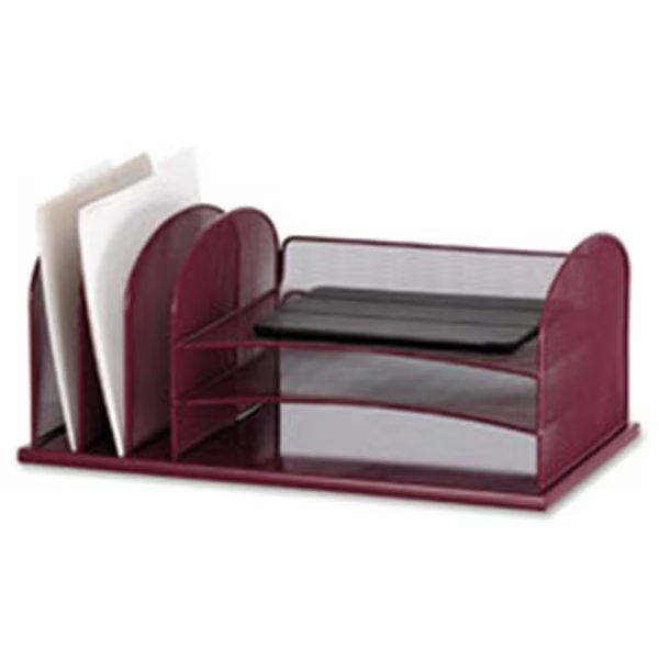 Onyx 3 Tray & 3 Upright Section Desk OrganizerWhite, Roomfactory, Mfr#: RO861708