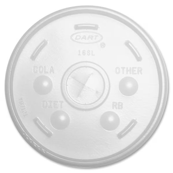 Translucent Slotted Foam Cup Lids Translucent 100 Lids, Dart Container, Mfr#: DCC16SL