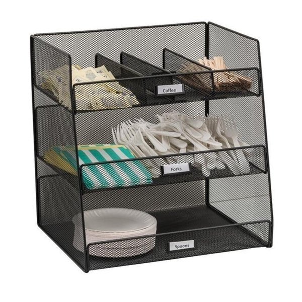 15 x 14.62 x 11.75 in. Onyx Breakroom Organizers; 3 Compartments - Steel Mesh, Roomfactory, Mfr#: RO521303