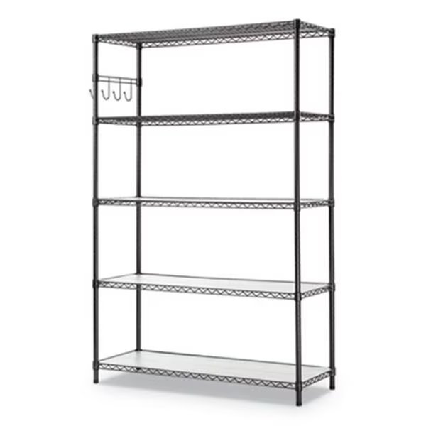 48 x 18 in. 5-Shelf Wire Shelving Kit with Casters & Shelf Liners, Alera, Mfr#: SW654818BA