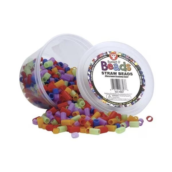 Hygloss Products 223737 Hygloss Plain Straw Bead; Assorted Colors - Pack of 1000, Hygloss Products, Mfr#: 223737