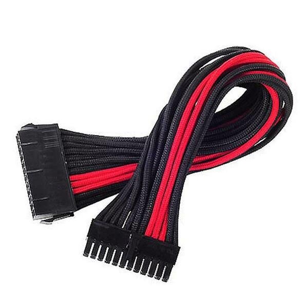 24 Pin 300 mm Power Cable Extender - Black with Red, Silverstone, Mfr#: PP07-MBBR