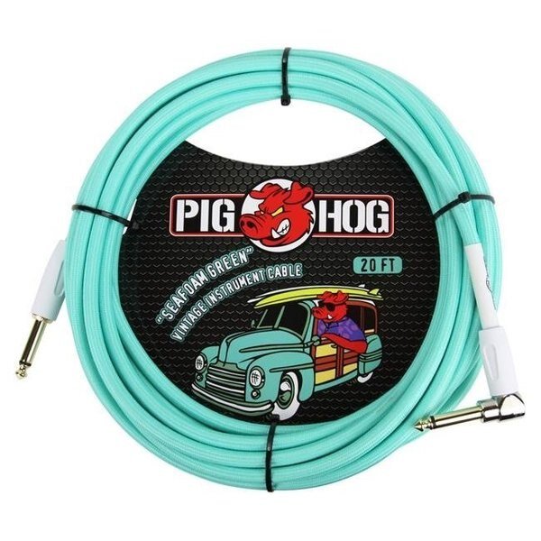 Ace Products Group PCH20SGR Woven Jacket Tour Grade Instrument Cable; 20 ft. Right Angle - Seafoam Green, Ace Products Group, Mfr#: PCH20SGR