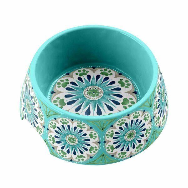 Carmel Medallion Pet Bowl Medium - Turquoise Set of 2, Tarhong, Mfr#: PVA3071PBMRT