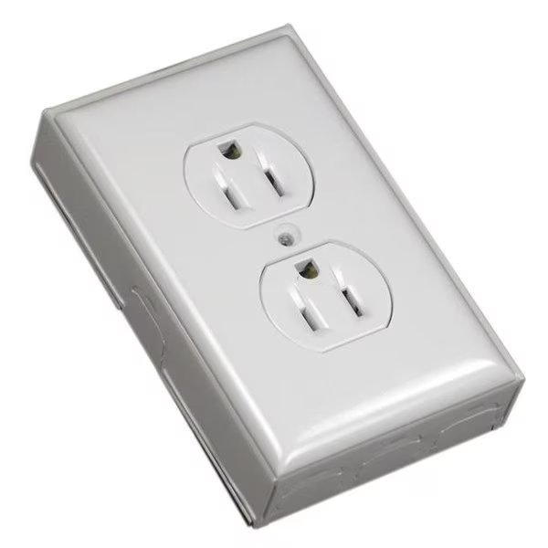 Duplex Metal Raceway Outlet Box - White, Plugit, Mfr#: PL864841