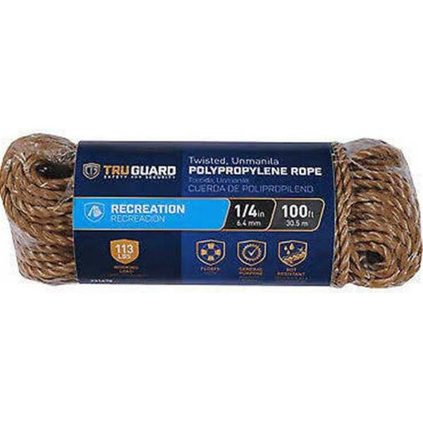 0.25 in. x 100 ft. Tru Guard Poly Rope, Tan, Mibro, Mfr#: 231478