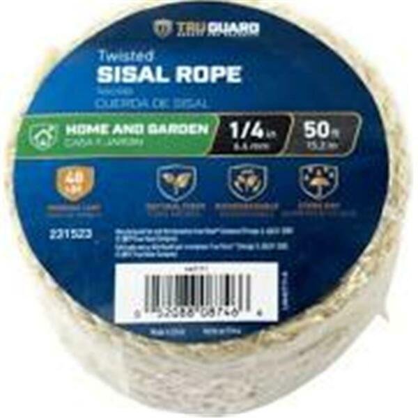 0.25 in. x 50 ft. Tru Guard Sisal Rope, Natural, Mibro, Mfr#: 231523