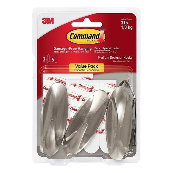 Command Designer Hook; Brushed Nickel - Medium, Pinpoint, Mfr#: PI798080