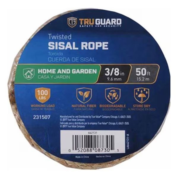 MIBRO Group 231507 0.37 in. x 50 ft. Tru-Guard Natural Fiber Twisted Sisal, Mibro Group, Mfr#: 231507