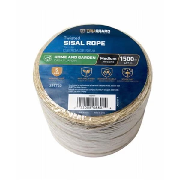 MIBRO Group 231735 1-Poly x 1500 ft. Tru-Guard Natural Fiber Twisted Sisal Twine, Mibro Group, Mfr#: 231735