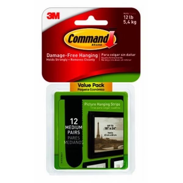 Command Medium Black Picture Hanging Strips; Pack of 12, Pinpoint, Mfr#: PI865006