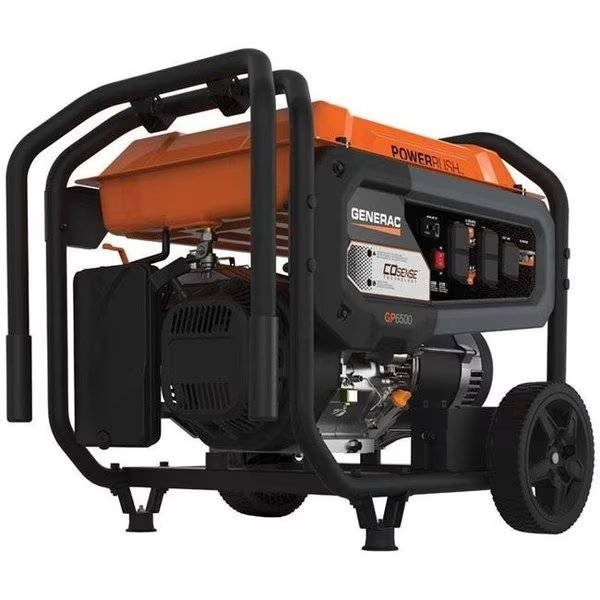 Portable Generator, Gasoline, 6,500 W Rated, 8,125 W Surge, Recoil Start, 120/240V AC, 54.2/27.1 A, Generac, Mfr#: 249345