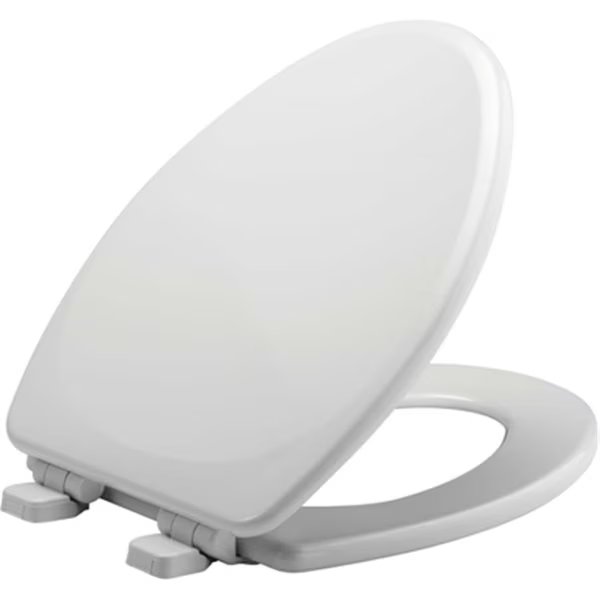 Elongated Slow Closing Toilet Seat, White, Chesterfield Leather, Mfr#: CH2067784