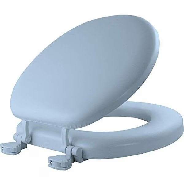 Round Soft Toilet Seat, Sky Blue, Chesterfield Leather, Mfr#: CH2669942