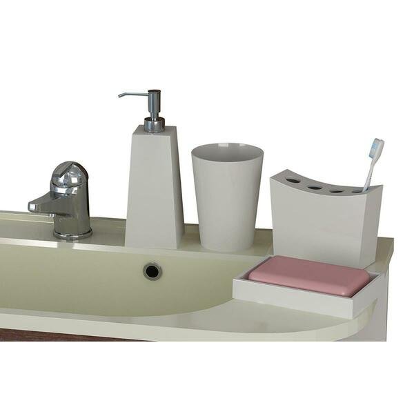 Soap Dish Tooth Brush Holder Tumbler & Lotion Pump Elegant Set, 4Pk, Nusteel, Mfr#: ET-3456-SET4