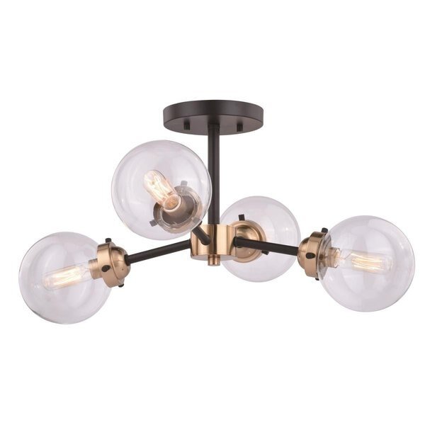 20 in. Orbit Semi-Flush Mount in Muted Brass & Oil Rubbed Bronze, Perfecttwinkle, Mfr#: PE2505345