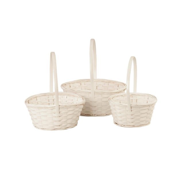 4500-S3 Bamboo Basket; White, 3PK, Wald Imports, Mfr#: 4500/S3