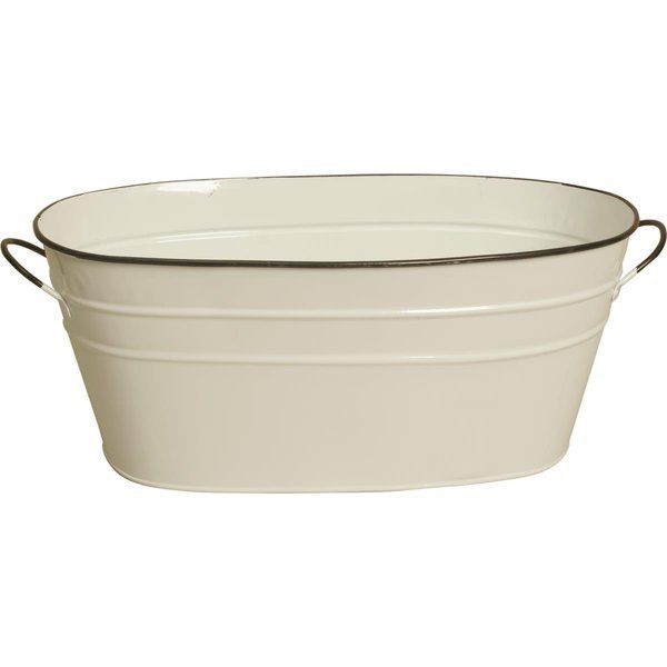 8682-D6 6 in. Pearl White Metal Planter; Double, Wald Imports, Mfr#: 8682/D6