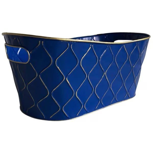 2354-D6 13 in. Royal Blue Metal Planter, Wald Imports, Mfr#: 2354/D6