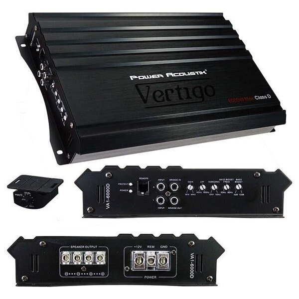 Power Acoustik VA16000D Vertigo Series Monoblock Amplifier 6000W Max, Power Acoustik, Mfr#: VA16000D