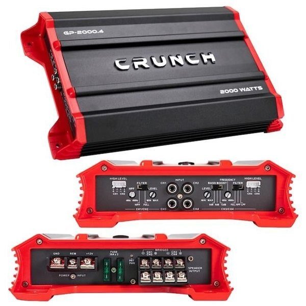Crunch GP20004 2000W Ground Pounder Four Channel Car Audio Amplifier, Crunch, Mfr#: GP20004