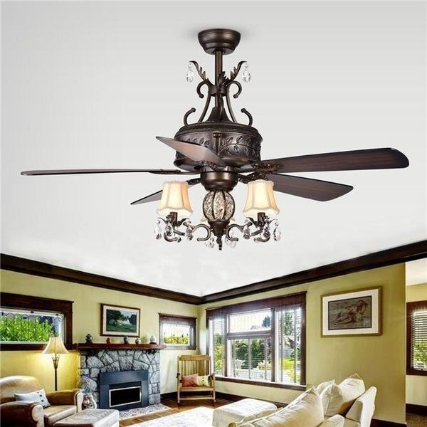 Warehouse of Tiffany CFL-8211REMO-AB 52 in. Firtha Indoor Remote Controlled Ceiling Fan with Light Kit; Bronze, Warehouse Of Tiffany, Mfr#: CFL-8211REMO/AB