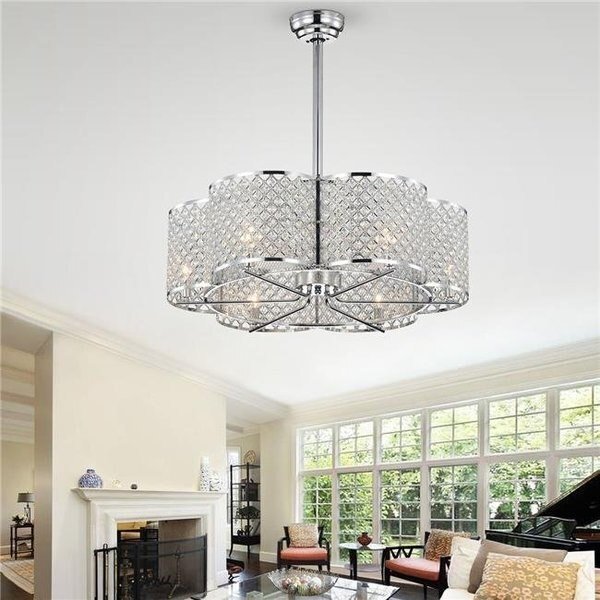 Warehouse of Tiffany CFL-8421CH 30.12 in. Wellane Indoor Remote Controlled Fandelier with Light Kit; Chrome, Warehouse Of Tiffany, Mfr#: CFL-8421CH
