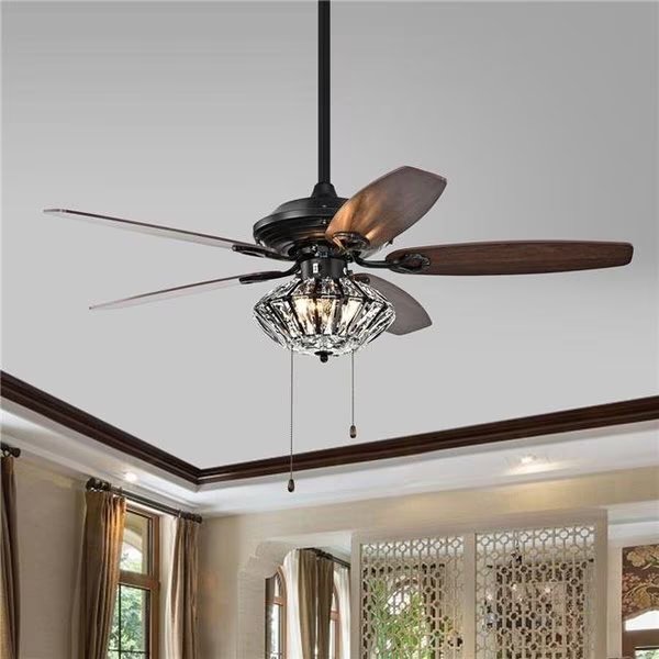 Warehouse of Tiffany CFL-8366MB Copper Indoor Hand Pull Chain Ceiling Fan with Light Kit; Black, Warehouse Of Tiffany, Mfr#: CFL-8366MB