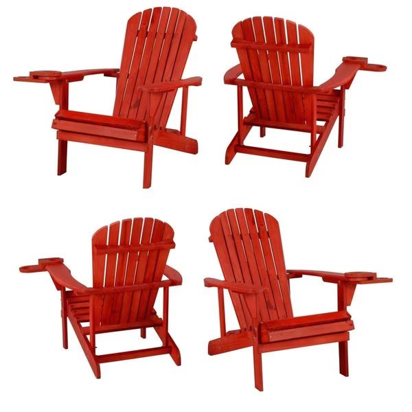 6 in. Earth Adirondack Chair with Phone & Cup Holder, Red, W Unlimited, Mfr#: SW2101RDSET4